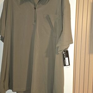NWT Womens Short Sleeve Blouse, Olive Color  Casual Dress Work Polo Half Zip